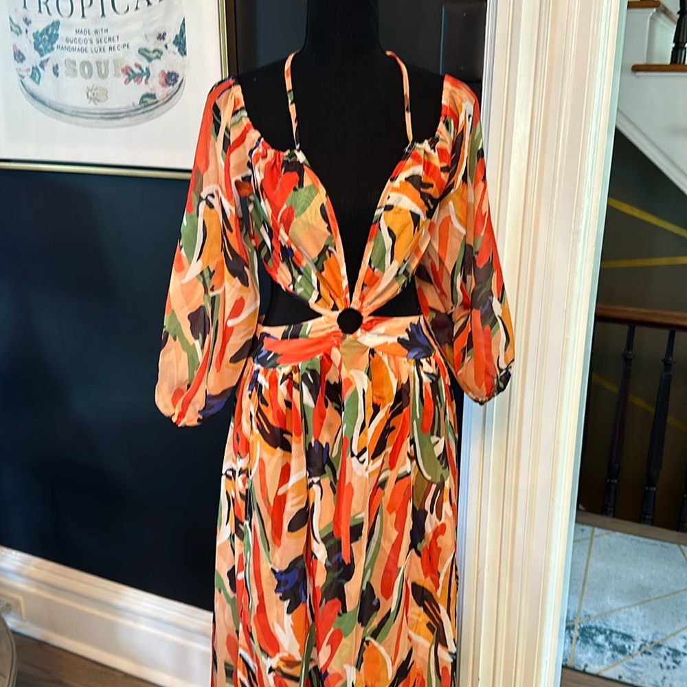 Juniors Chic Me Orange resort beach dress size large NWOT